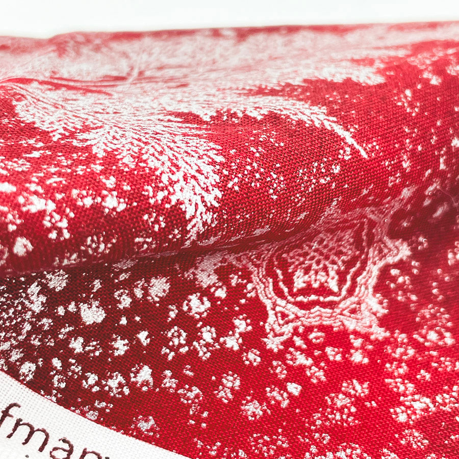 Appx 1 yd - Red Holiday Florish Cotton Blend Fabric