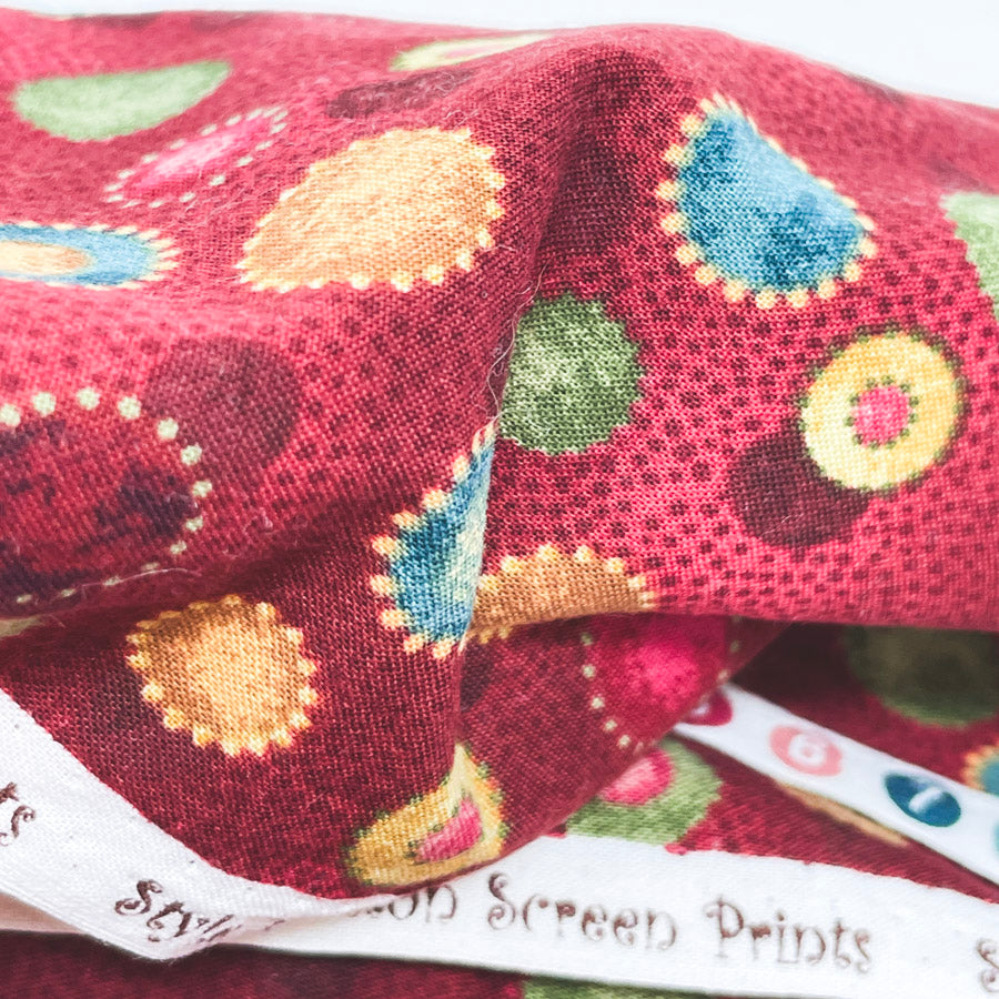 Appx 1 yd - Rich Red Circle Cotton Fabric