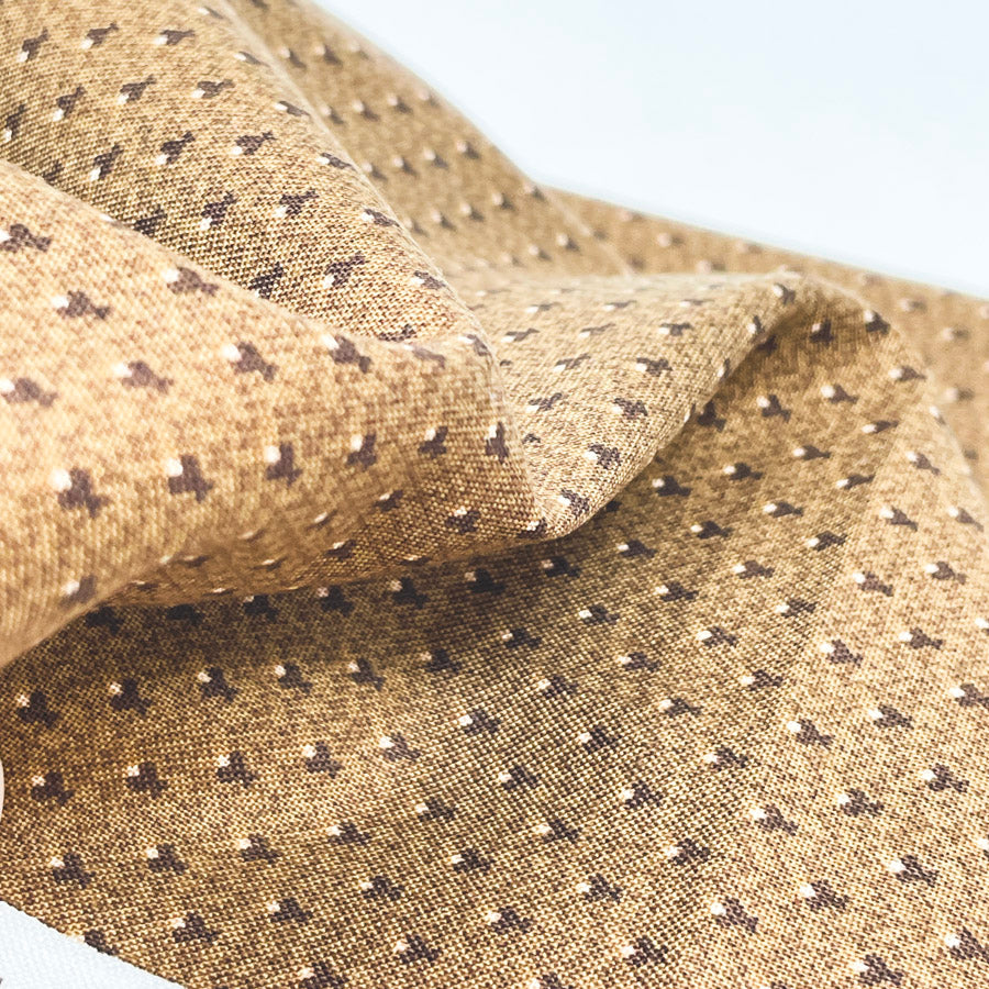Appx 1 yd - Earthen Dots Brown Cotton Fabric