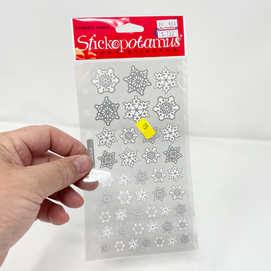 Stickopotamus Silver Snowflake Stickers