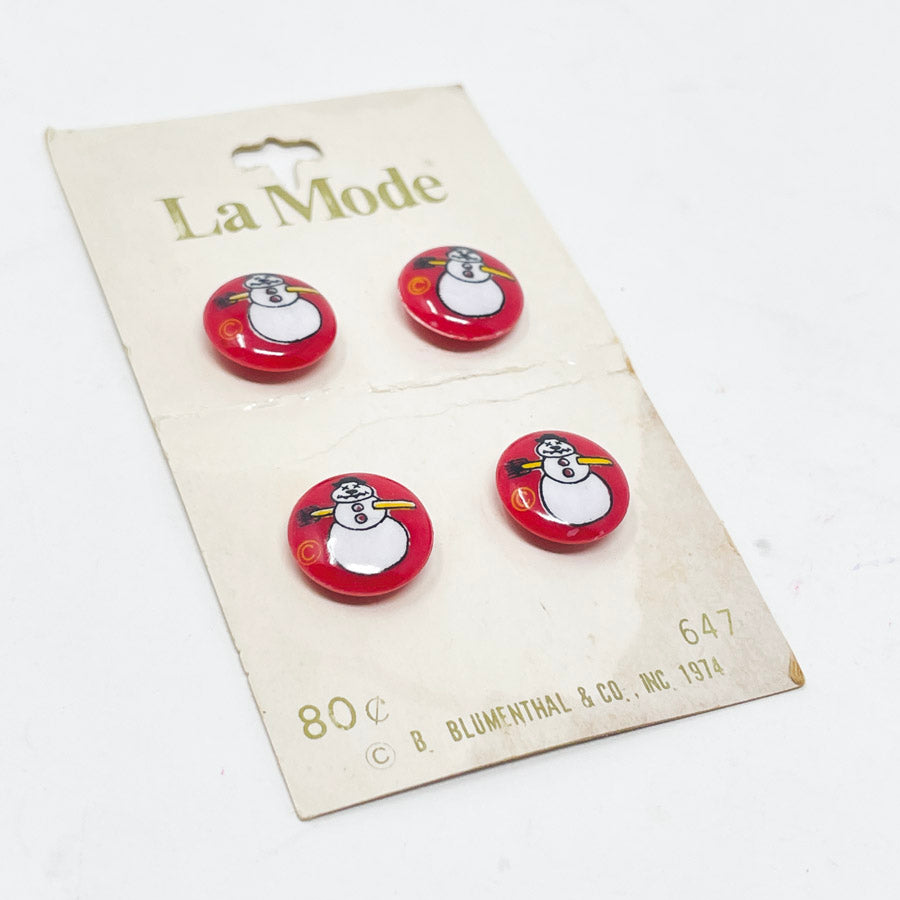 Carded Buttons - Red Snowman