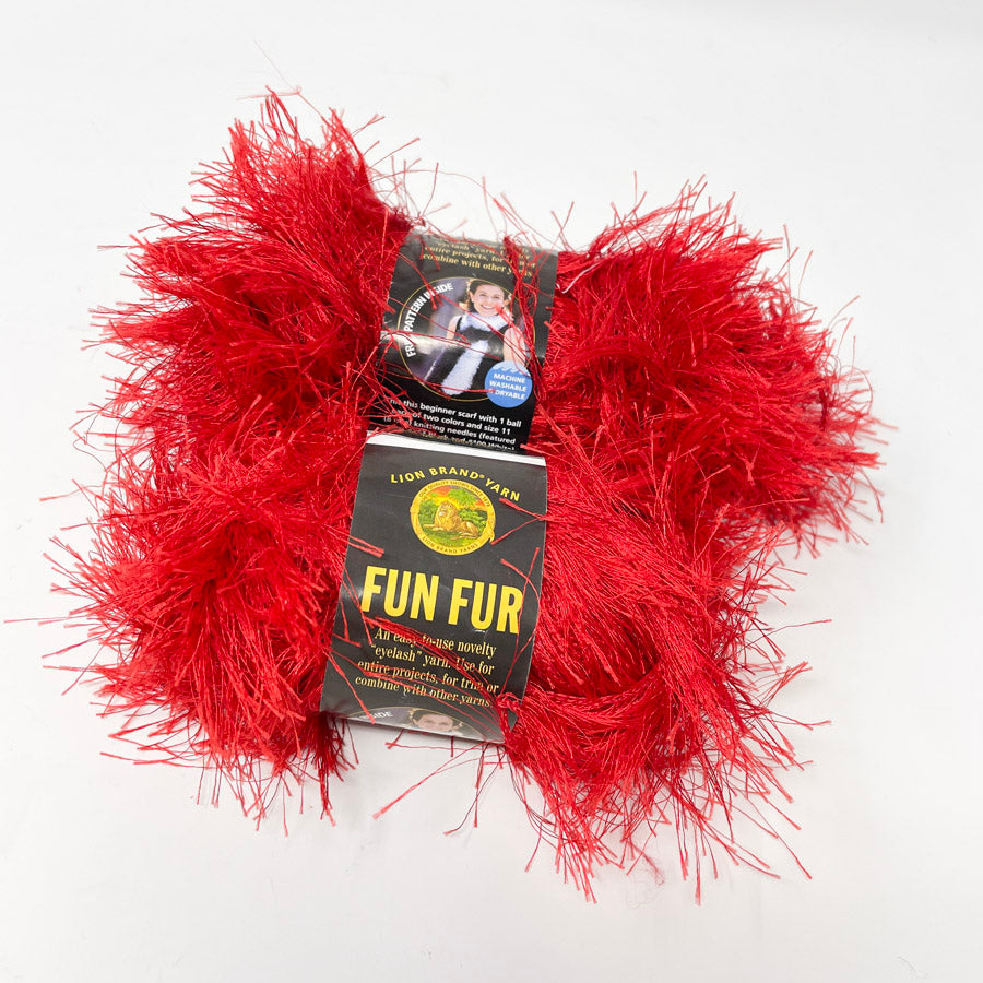 4 Lion Brand Fun Fur Yarn - Tropical Skeins, 3 Hot Pink Fun Fur Eyelash Yarn