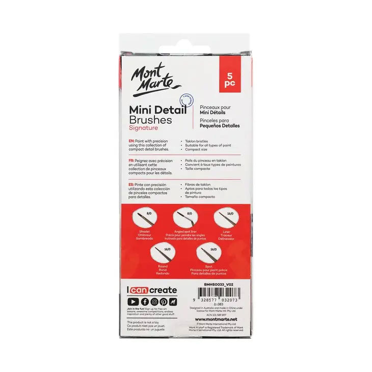 NEW // Mini Detail Brushes Signature 5pc by Mont Marte