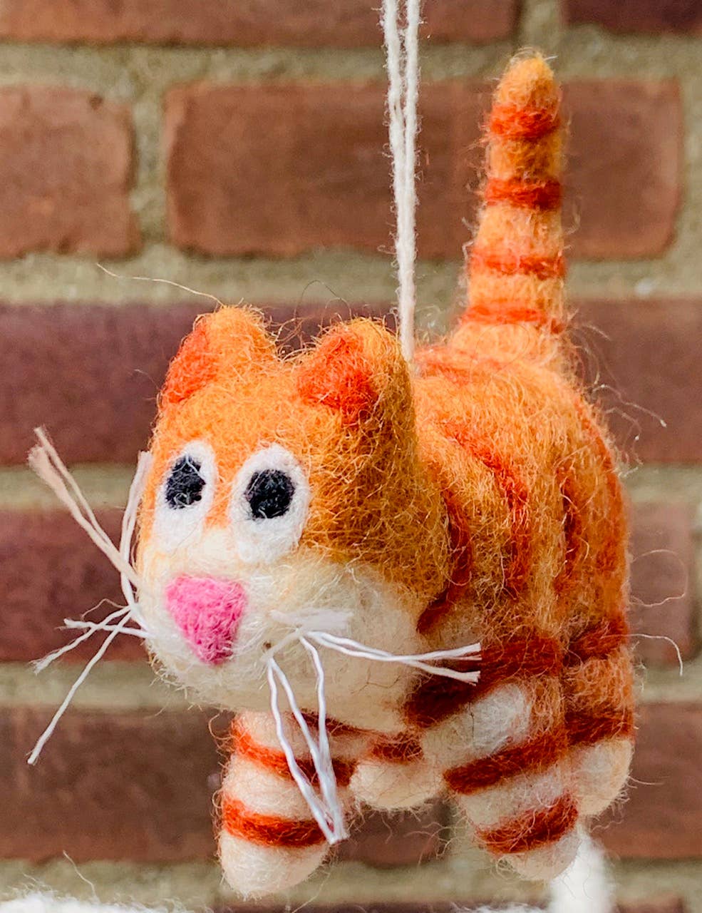 NEW // Orange Felt Cat Ornament