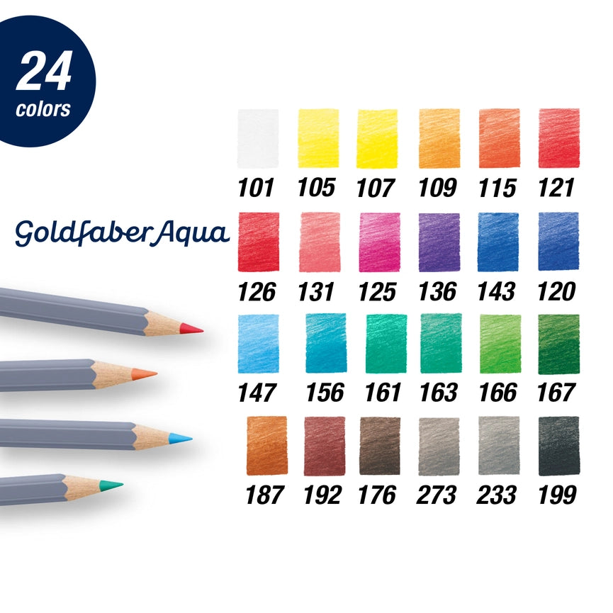 NEW // Faber-Castell Goldfaber Aqua Watercolor Pencils, Box of 24