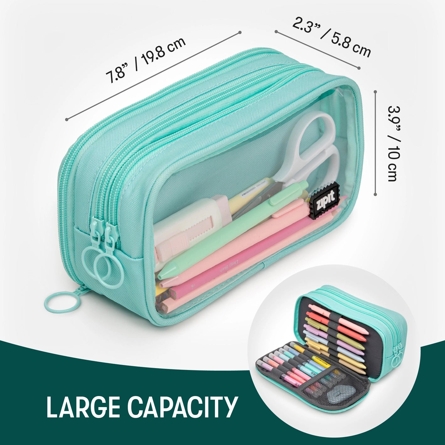 NEW // ZIPIT Half & Half Pencil Case - Four Colors