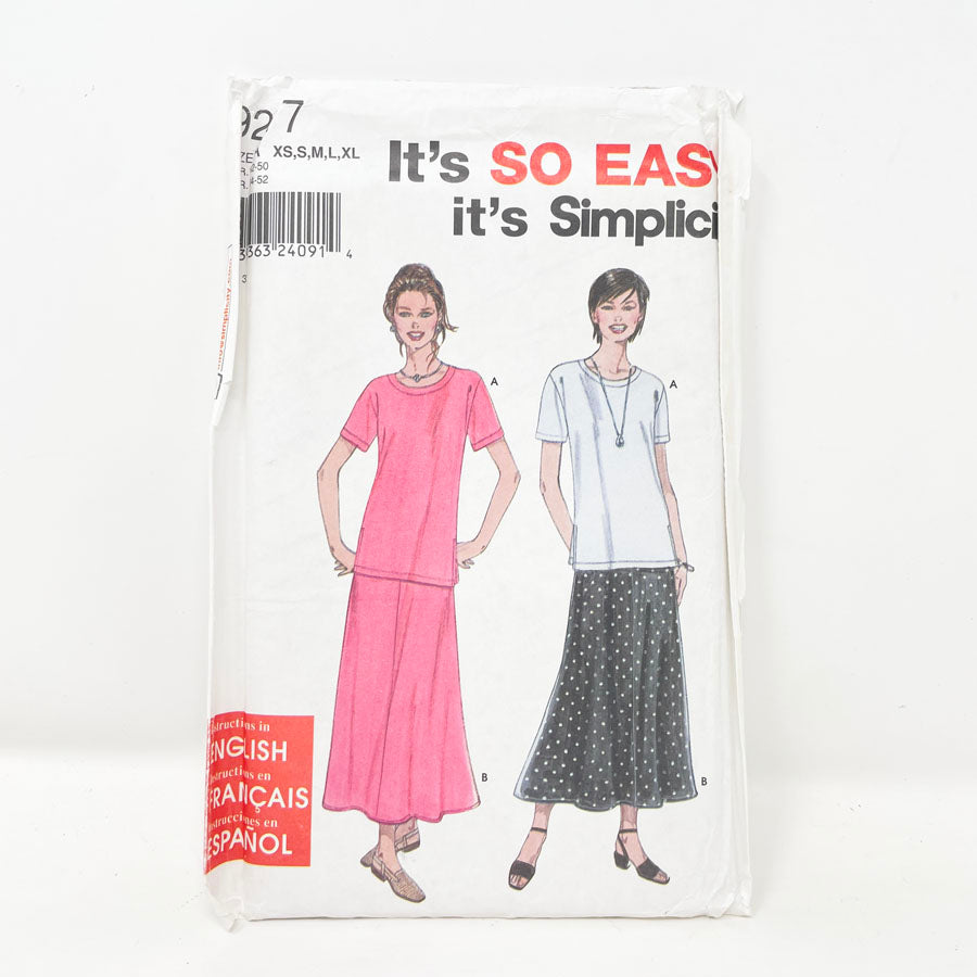 Simplicity 9277 Sewing Pattern - Skirt/Top (XS-XL)