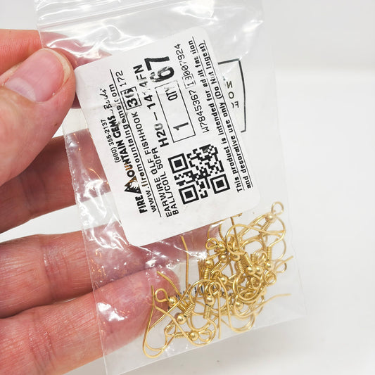 Fish Hook Ear Wire Small Bundle Gold Finish