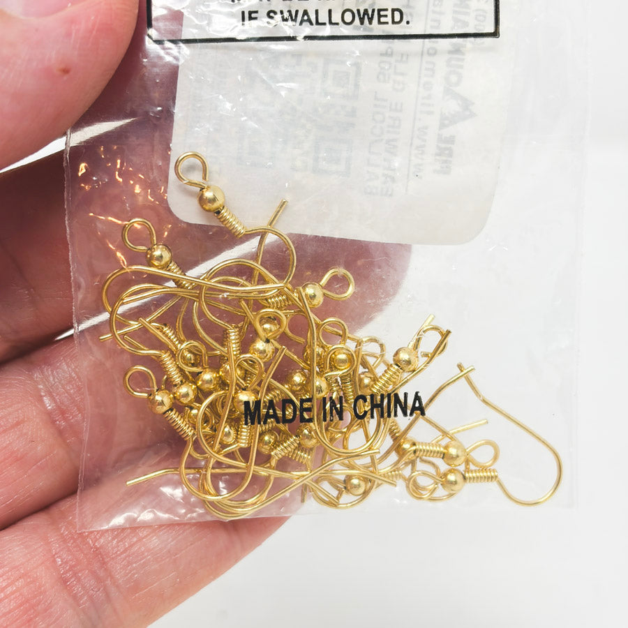Fish Hook Ear Wire Small Bundle Gold Finish
