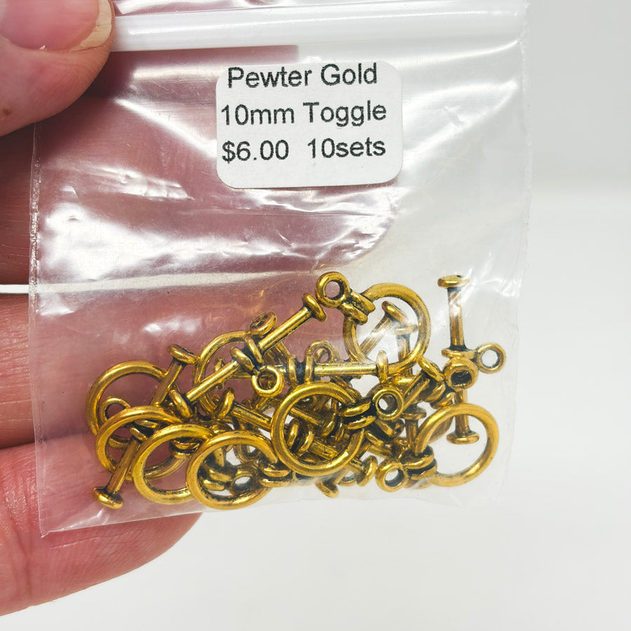 Pewter Gold 10mm Toggle Closures