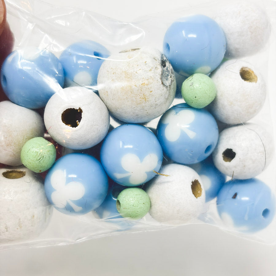 Blue Club and Painted Wood Beads