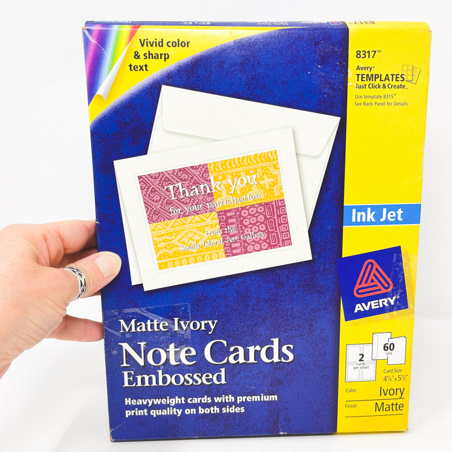 Avery Matte White Ivory Embossed Note Cards