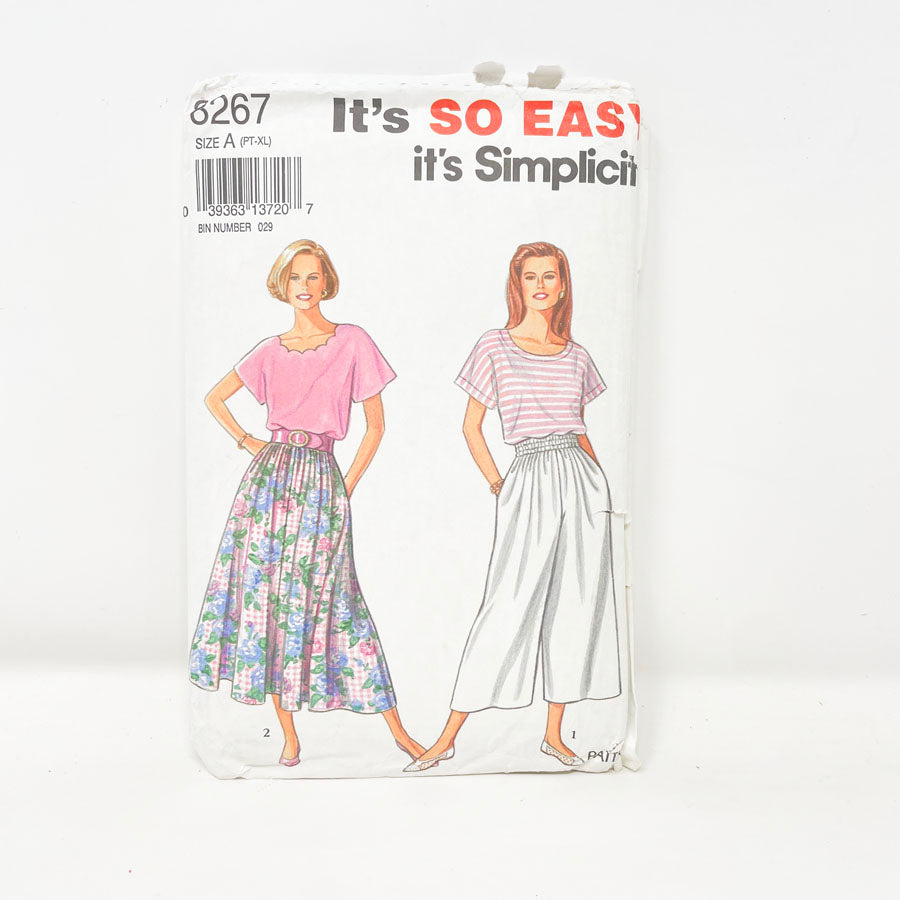 Simplicity 8267 Sewing Pattern - Skirt/Top (PT-XL)