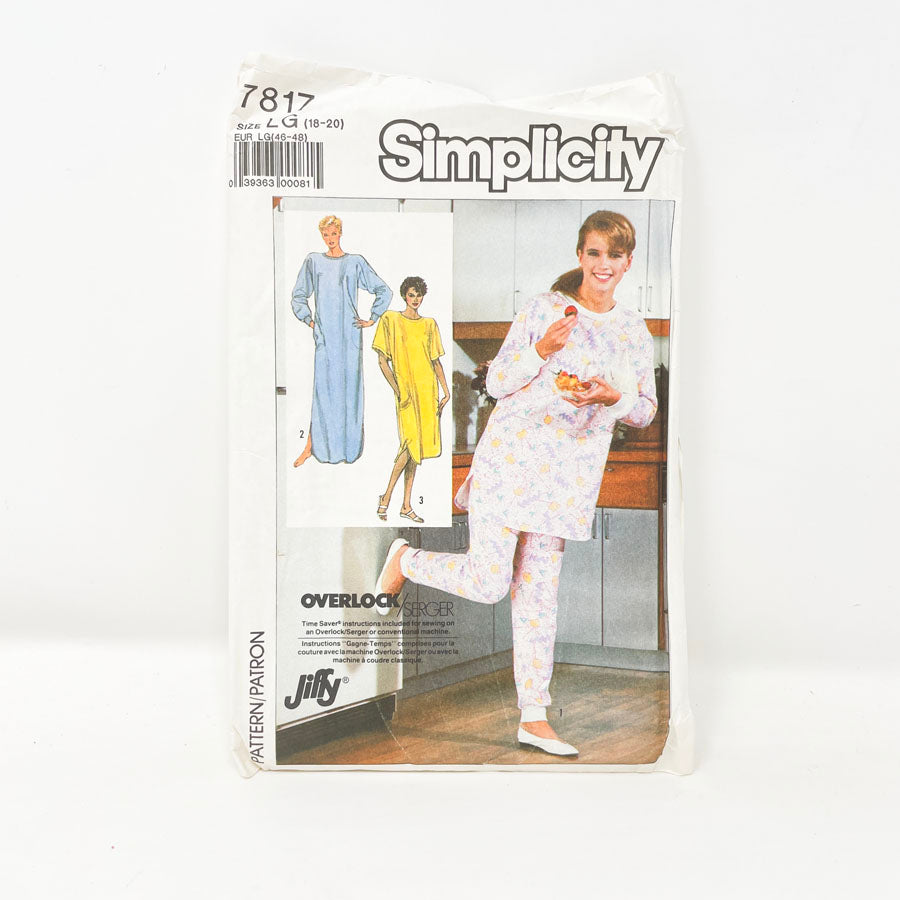 Pajamas - Simplicity 1980s Sewing Pattern 7817