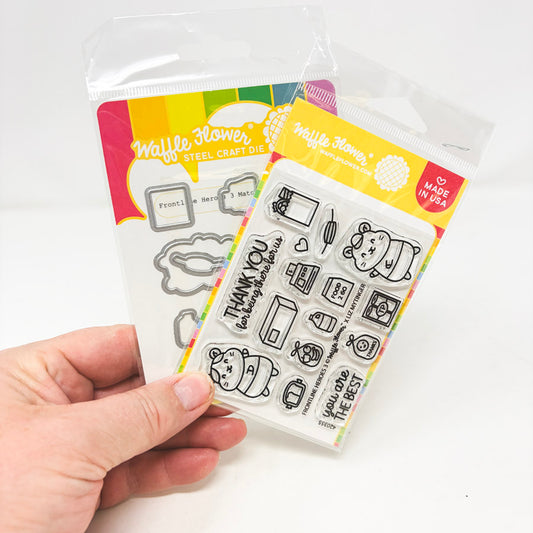 Waffle Flower Clear Stamp & Die Set – Frontline Heroes 3
