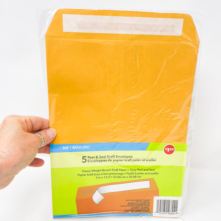 Jot Peel & Seal Kraft Envelopes  9 x 12