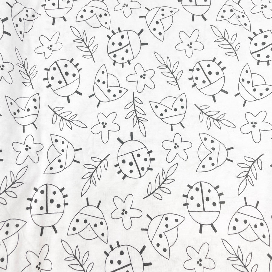 1 yd x 52" B&W Ladybug Jersey/Stretch Fabric