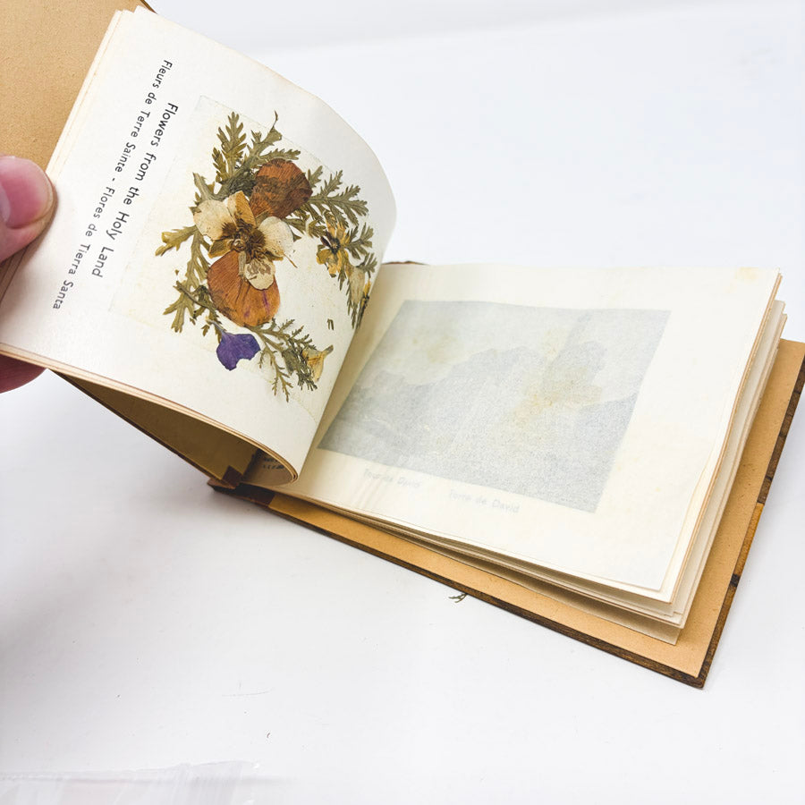 Vintage "Views and Pressed Flowers of the Holy Land" Wood Covered Book