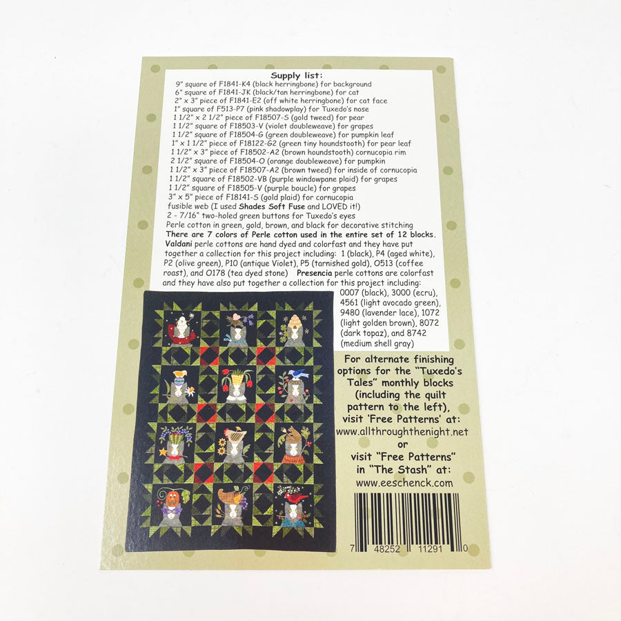 Tuxedo Tales - All Through the Night Quilt Blocks - Pick a Design