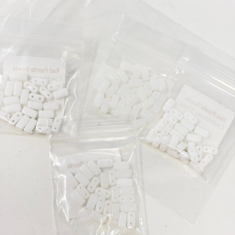 CzechMates White Bricks Bead Bundle - Red Panda Beads