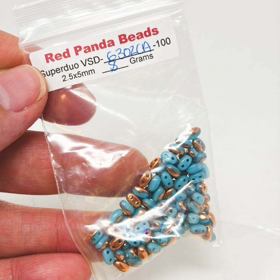 Czech Bead Bundle - Teal/Metallic Red Panda Beads
