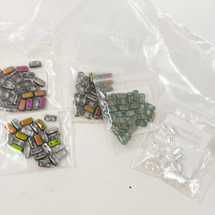 CzechMates Iridescent Bricks Bead Bundle - Red Panda Beads