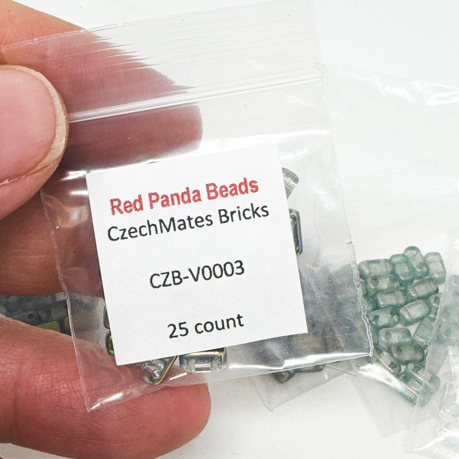 CzechMates Iridescent Bricks Bead Bundle - Red Panda Beads