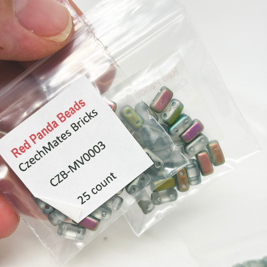 CzechMates Iridescent Bricks Bead Bundle - Red Panda Beads