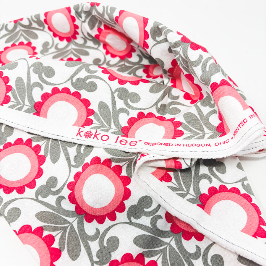 41" x 54" Koko Lee Pink & Gray Floral Fabric