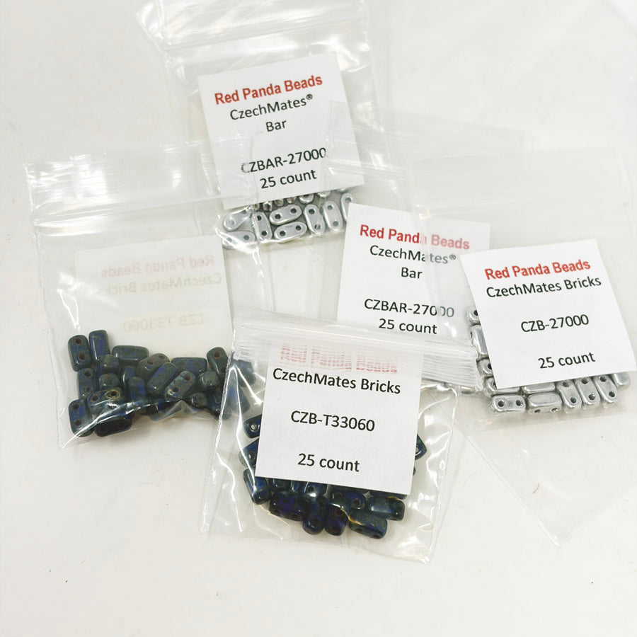 CzechMates Black/Silver Bricks Bead Bundle - Red Panda Beads