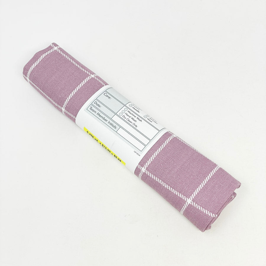 0.43 Yd. Mauve Window Pane Cotton Fabric Remnant