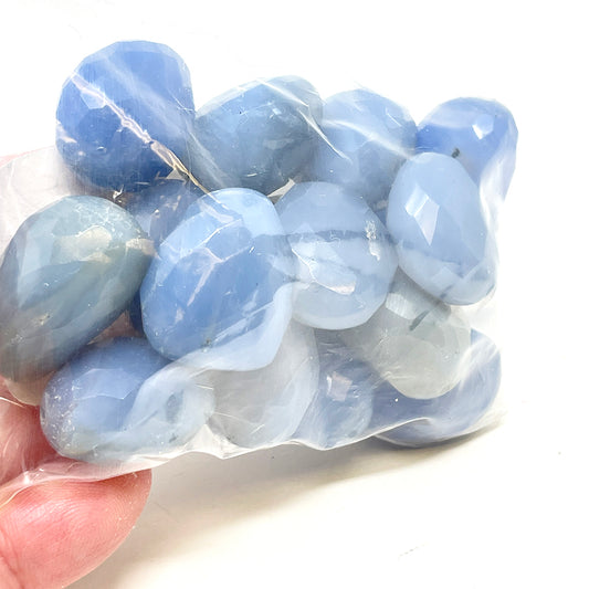 Light Blue Faceted Chalcedony Beads