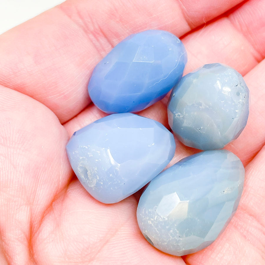 Light Blue Faceted Chalcedony Beads