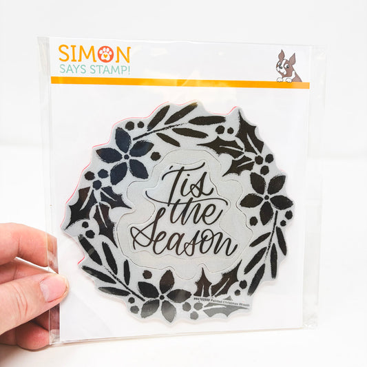 Painted Christmas Wreath – Simon Says Stamp Cling Stamp Set
