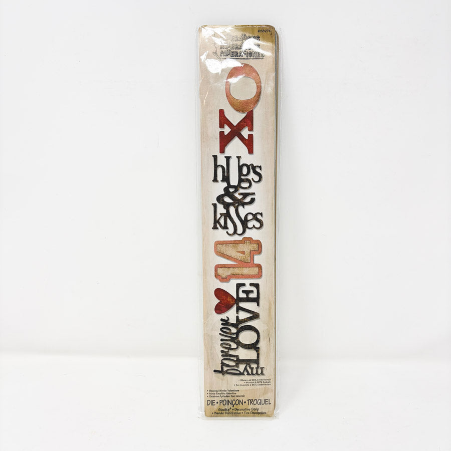 Sizzlits Decorative Strip - Stacked Words: Valentines by Tim Holtz