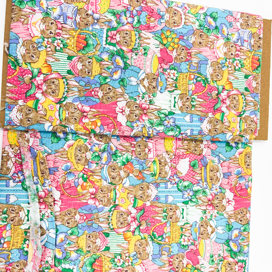 41" x 32" Vintage 1994 Fabric Traditions Bunny Print Cotton Fabric