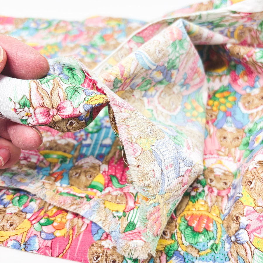 41" x 32" Vintage 1994 Fabric Traditions Bunny Print Cotton Fabric