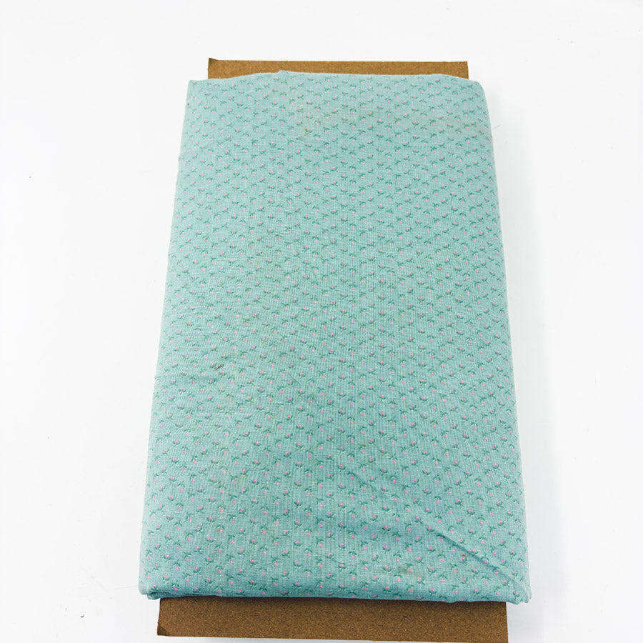 42" x 160" (fade spots) Vintage Mint/Rose Calico Quilting Cotton Fabric