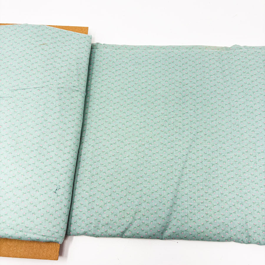 42" x 160" (fade spots) Vintage Mint/Rose Calico Quilting Cotton Fabric