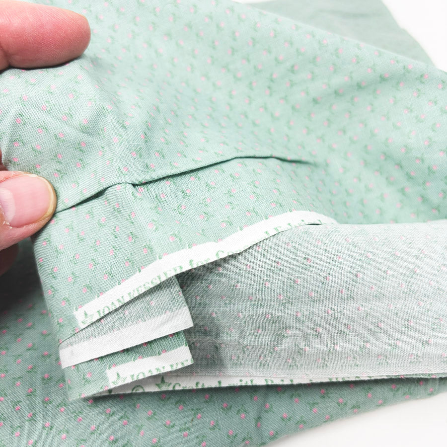 42" x 160" (fade spots) Vintage Mint/Rose Calico Quilting Cotton Fabric