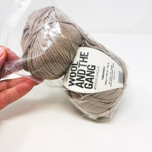 Wool and The Gang Shine Happy Cotton Yarn - Timberwolf