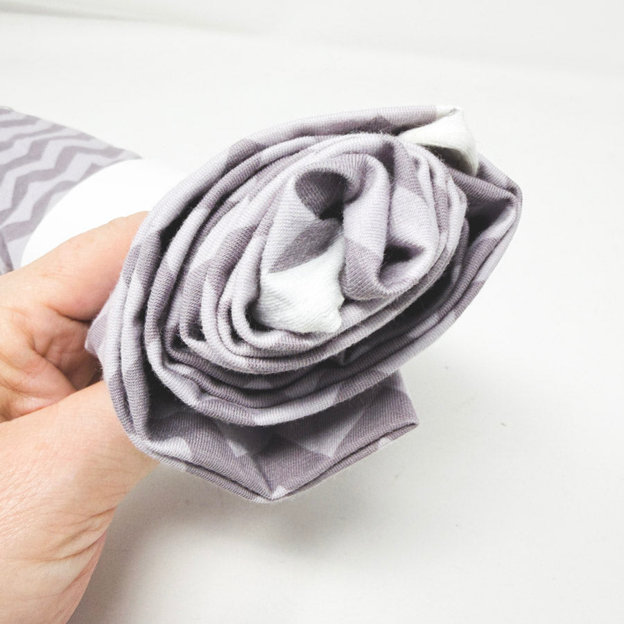 60" × 1 yd Riley Blake Cotton Spandex Jersey Knit – Lavender Gray Chevron