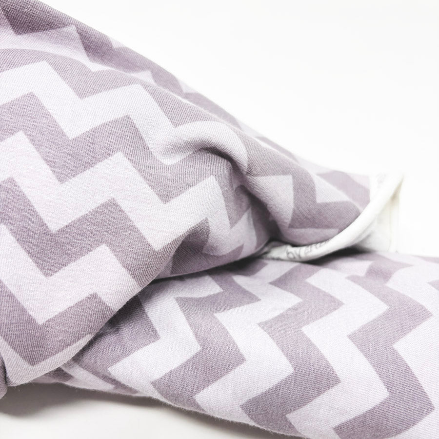 60" × 1 yd Riley Blake Cotton Spandex Jersey Knit – Lavender Gray Chevron