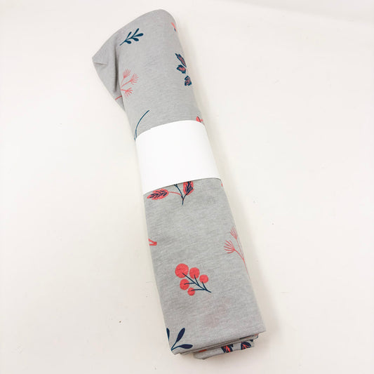 58" x 64" Gray Floral Stretch Knit Fabric