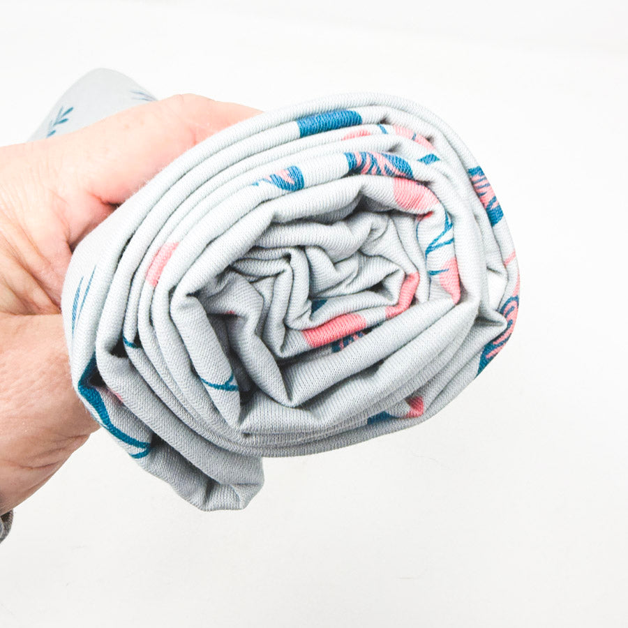 58" x 64" Gray Floral Stretch Knit Fabric