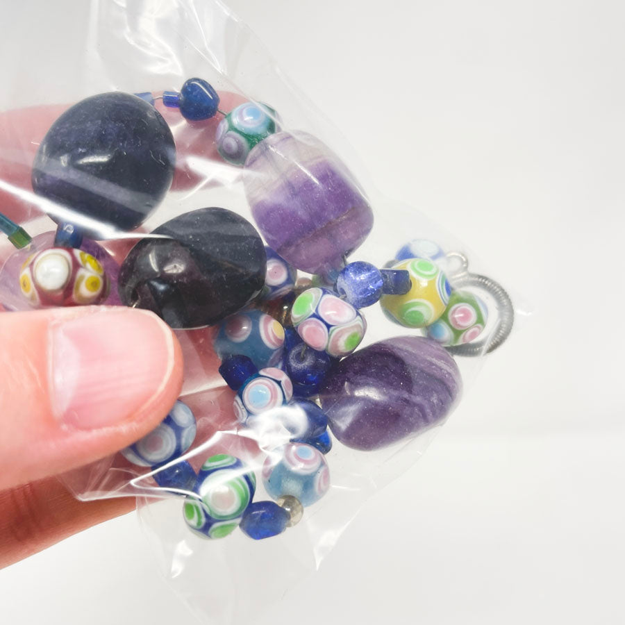 Blue and Purple Floral Beads