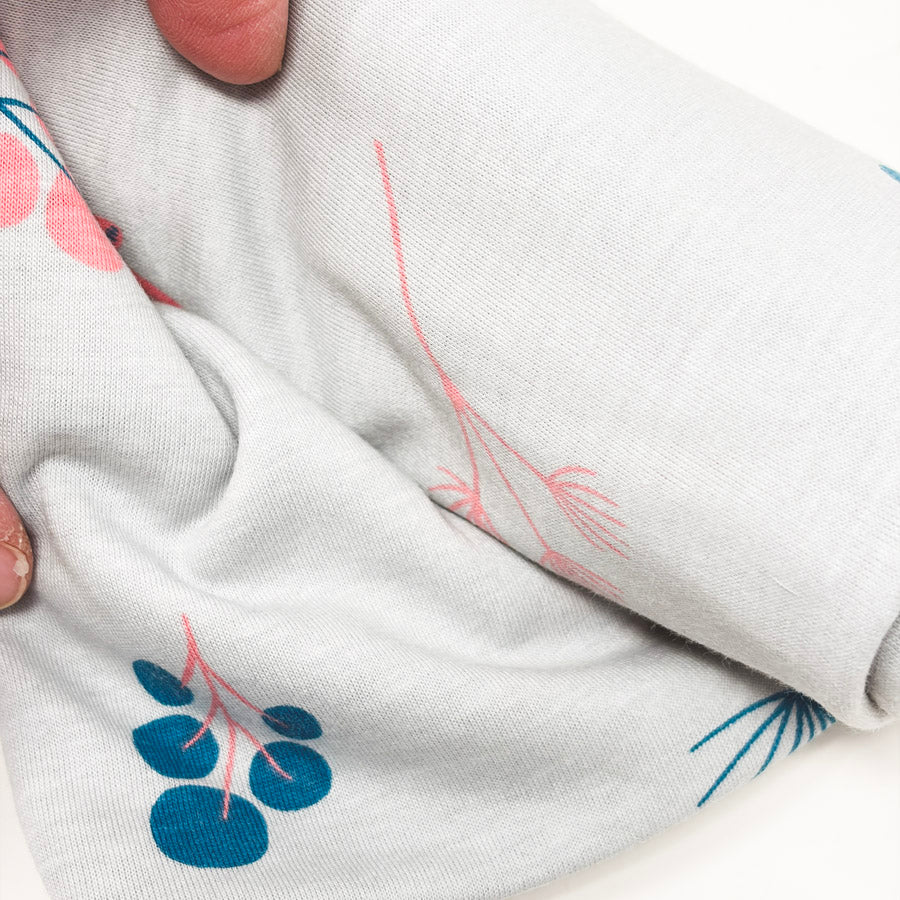 58" x 64" Gray Floral Stretch Knit Fabric