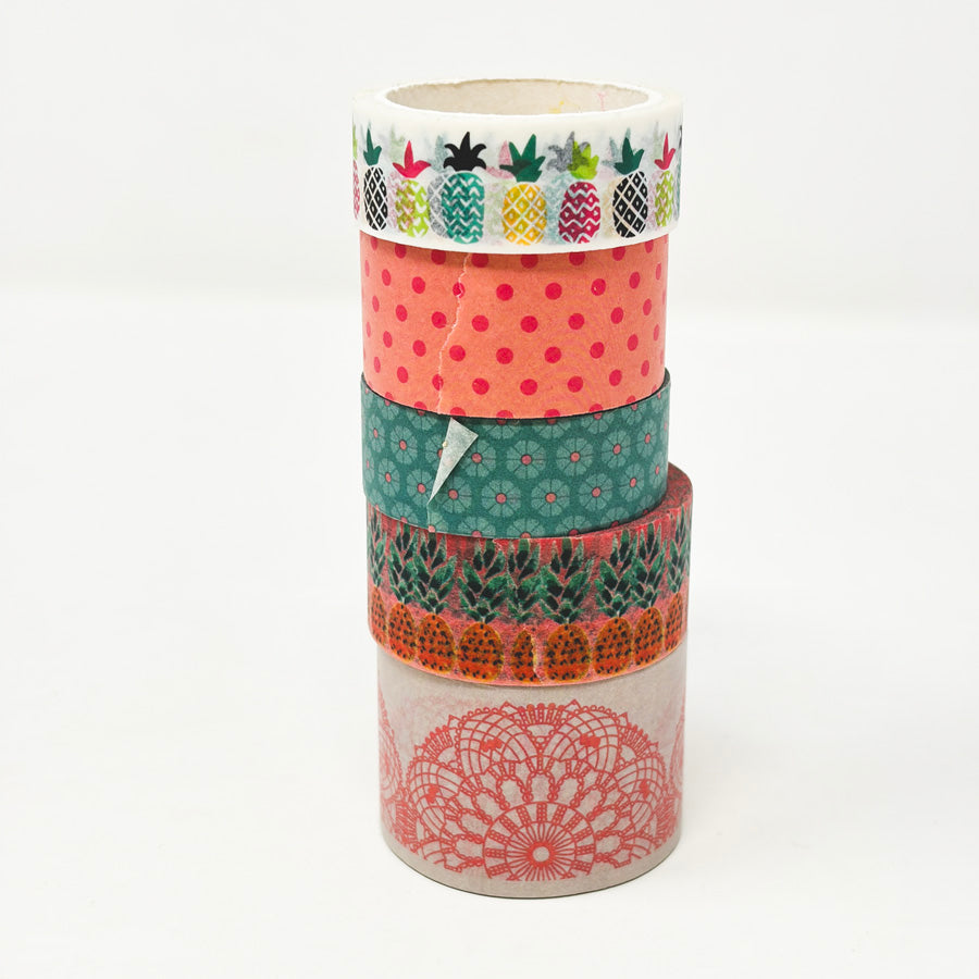 Coral & Aqua Washi Tape Bundle (5)