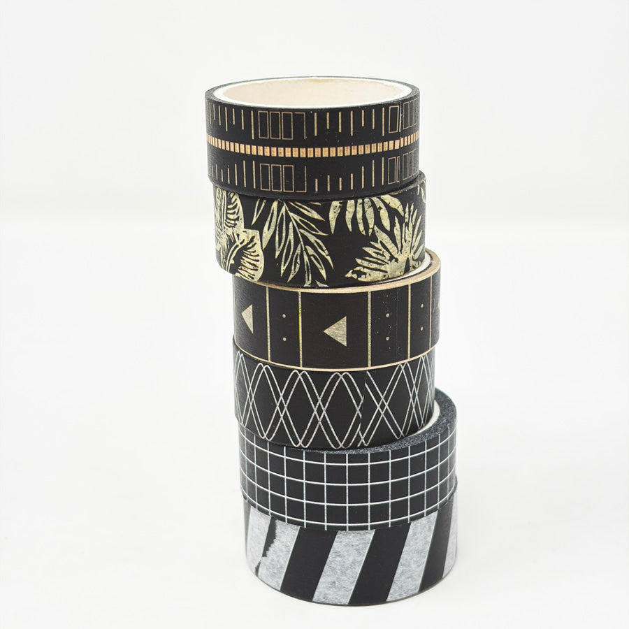 Black & White/Cream Washi Tape Bundle (6)