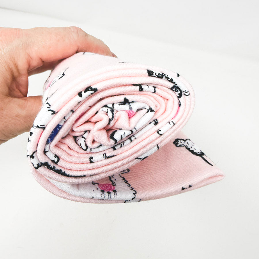 32" × 53" Pink Llama Jersey Knit